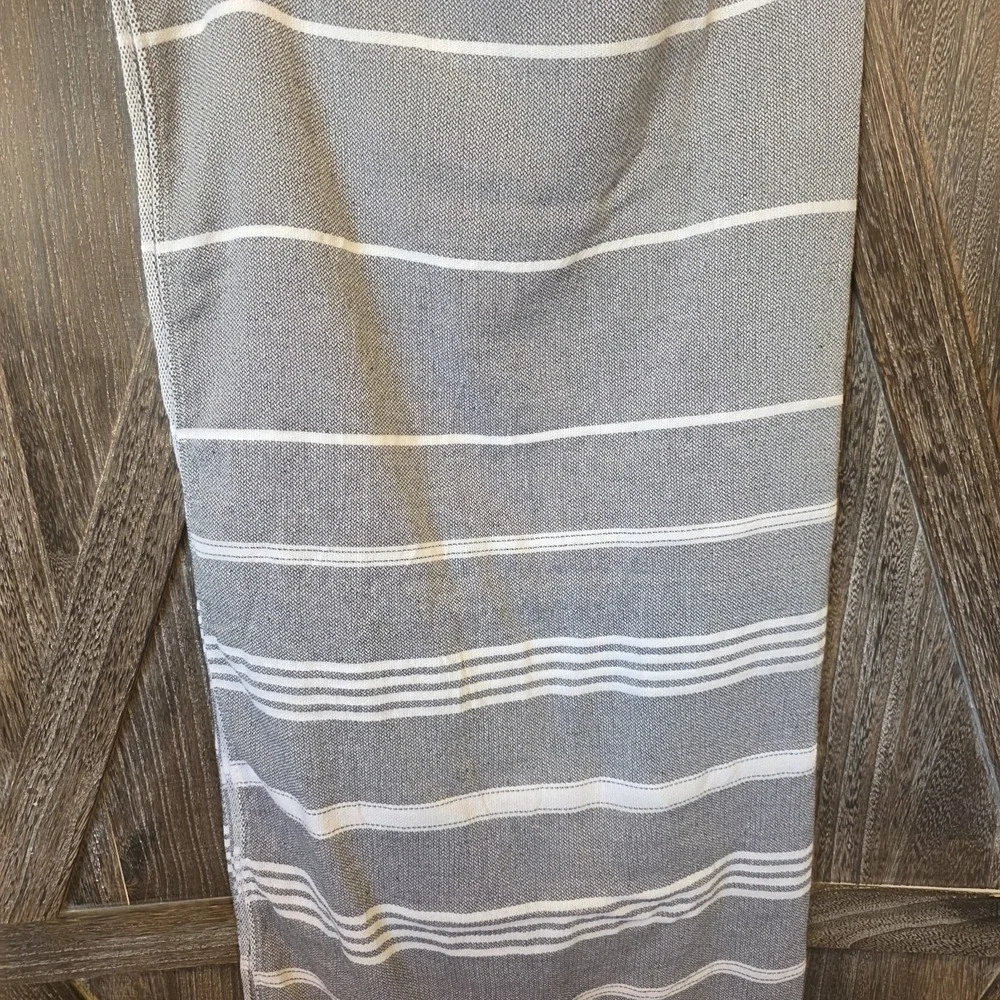 Ephesus Towels Gray & White Herringbone Stripes‎ Turkish Cotton Fringe 68